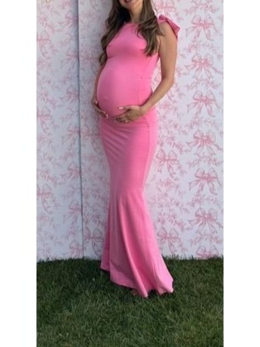 REVOLVE OW Collection Pink Cornelia Bow Accent Maxi Dress Size Small NWOT